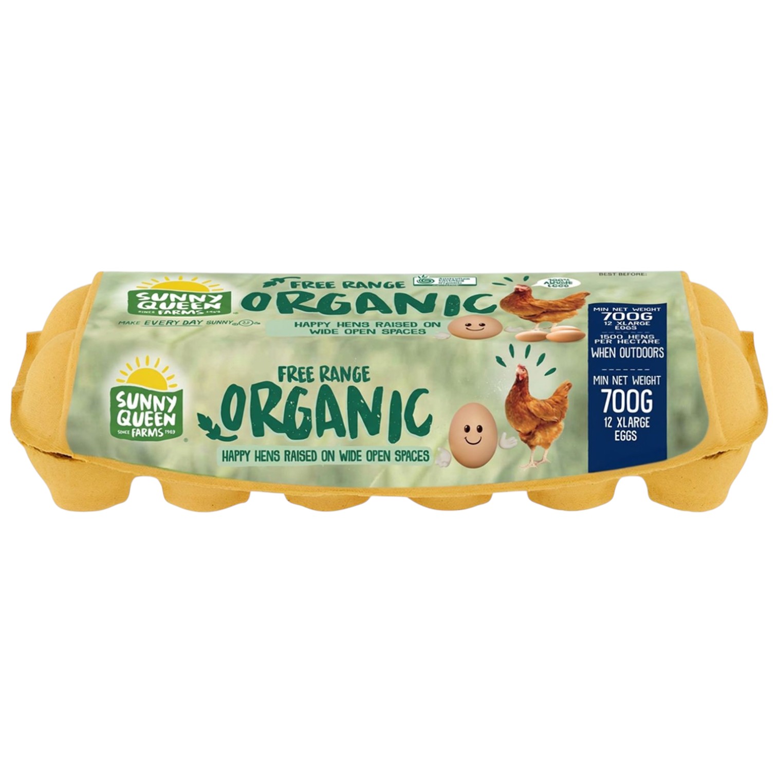 Aus Sunny Queen Organic Free Range Eggs XL size (12pcs)*