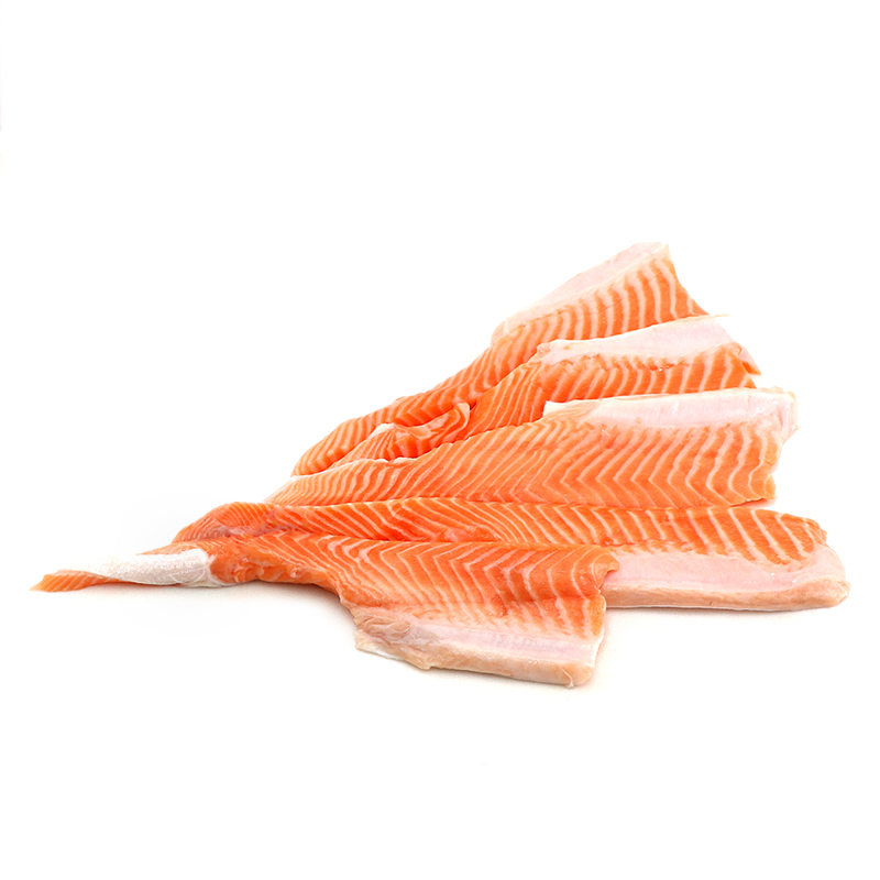 Frozen Irish OSO Organic Farmed Salmon Belly Strips Skin-on 500g*