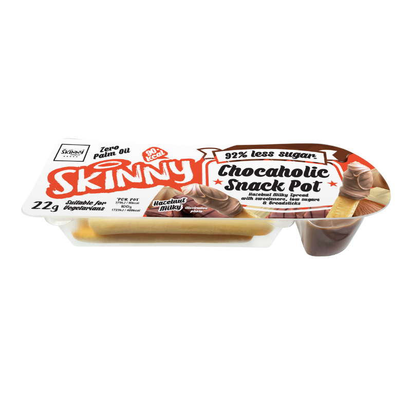 UK The Skinny Food 92% Less Sugar Chocaholic Snack Pot (Hazelnut Flavour), 22g
