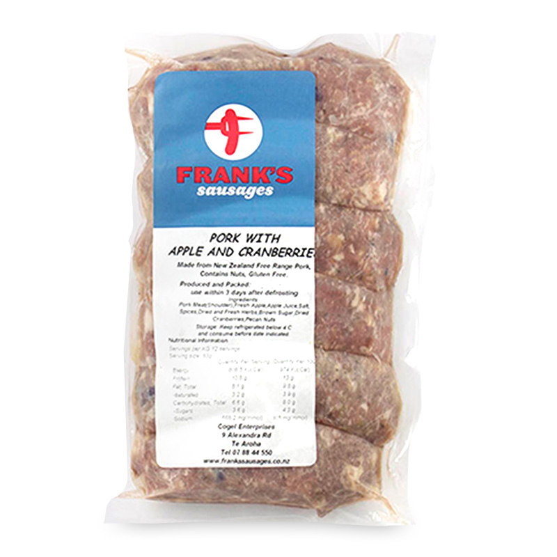 Frozen NZ Frank's Pork with Apple Cranberry 370g*