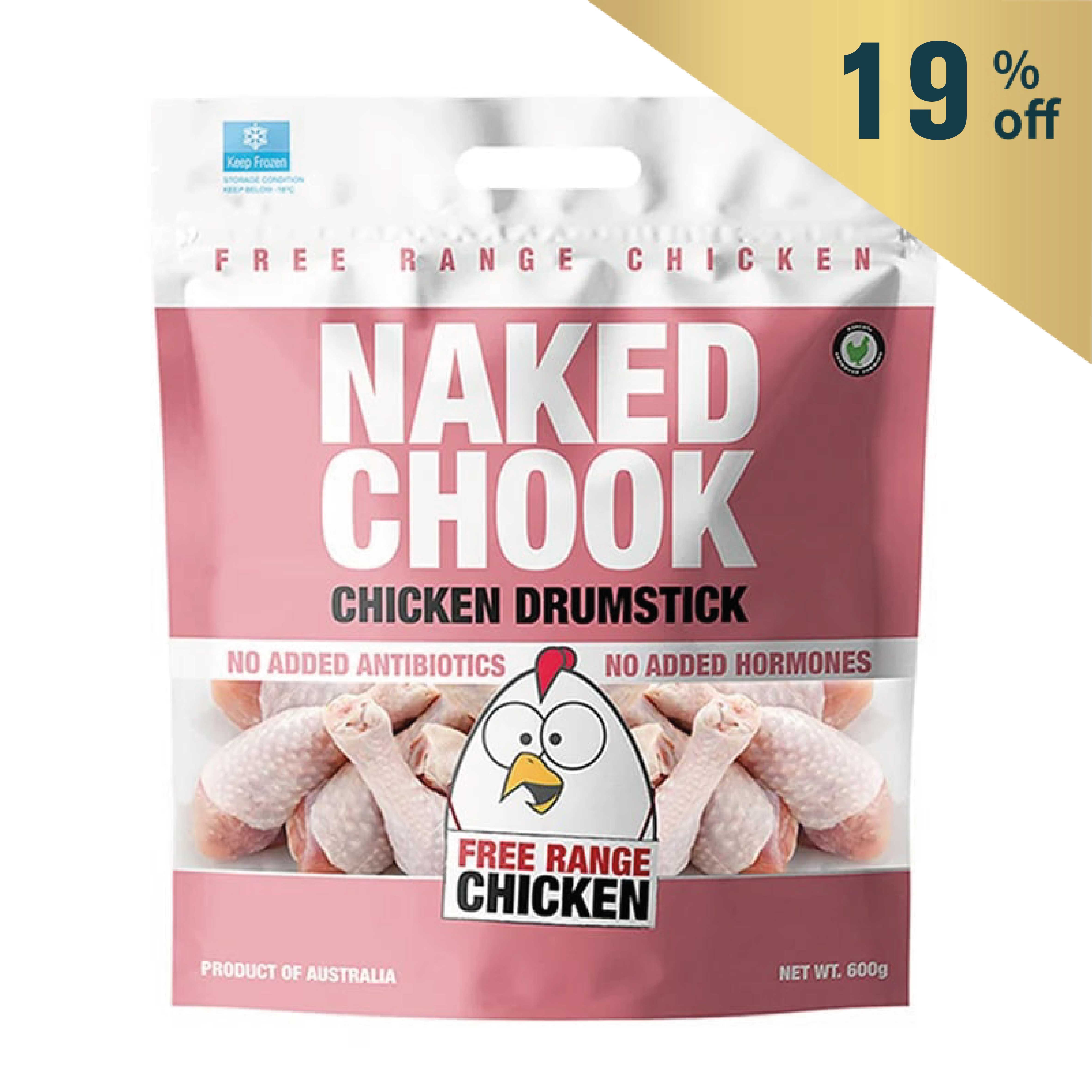 Frozen Naked Chook Chicken Drumstick 600g - AUS*