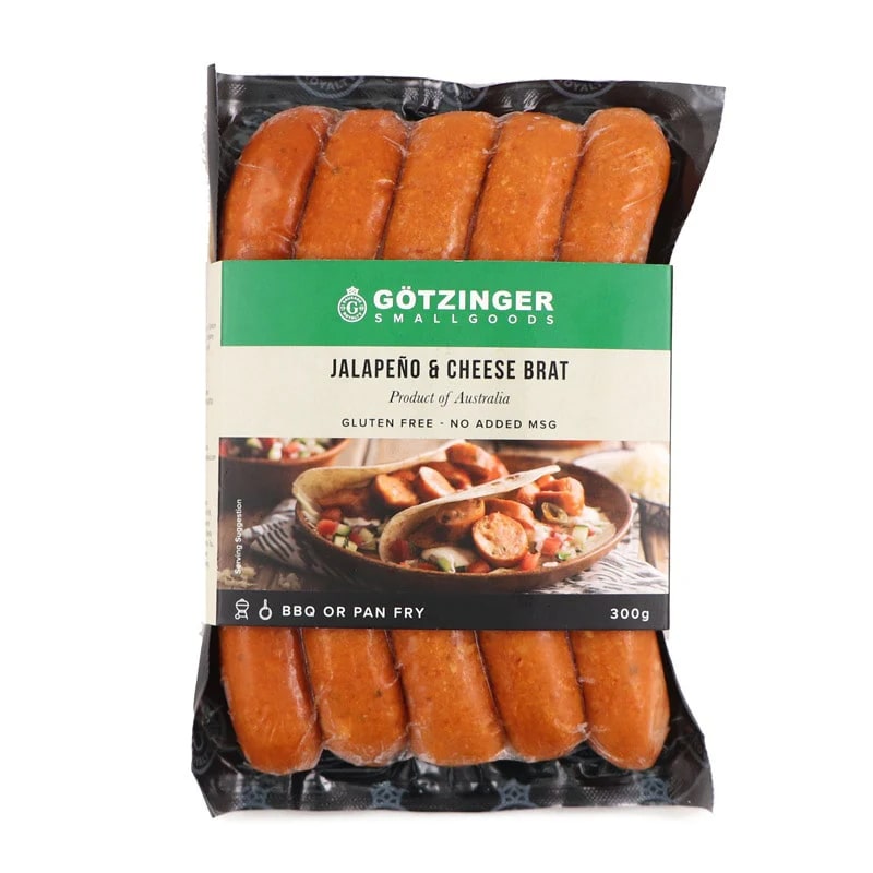 Frozen Aus Gotzinger Jalapeno & Cheese Bratwurst Sausages 300g*