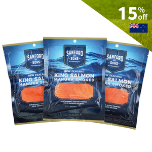Frozen NZ Big Glory Bay Manuka Cold Smoked King Salmon 100g 3-Pack Combo*