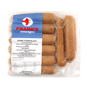 急凍紐西蘭Frank's無麩質直布羅陀(Chipolata)豬肉腸(8件裝)260克*