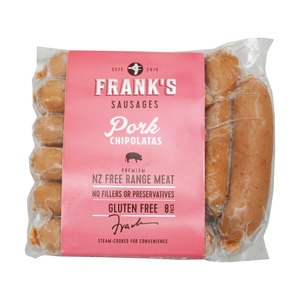 Frozen Frank's GF Pork Chipolata (8pcs) 320g - New Zealand*