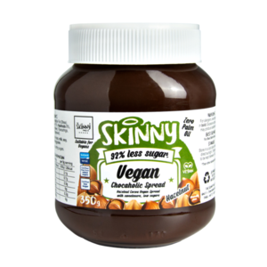 UK The Skinny Food 92% Less Sugar Vegan Chocaholic Spread (Hazelnut Flavour), 350g