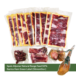 Spain Aljomar Natural Range Feed 50% Iberico Ham Green Label (36months+) Half Leg*