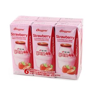Binggrae Strawberry Flavoured Milk Drink (6*200ml) - Korea*