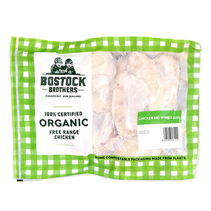 Frozen New Zealand Bostock Brothers Organic Chicken Mid-Wings 500g*