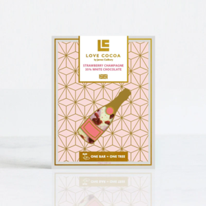 UK Love Cocoa White Chocolate with Strawberry Champagne, 75g