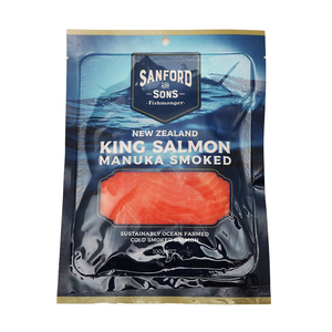 NZ Big Glory Bay Manuka Cold Smoked King Salmon 100g*
