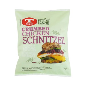 Frozen New Zealand Tegel Free Range Crumbed Chicken Schnitzel 1KG*